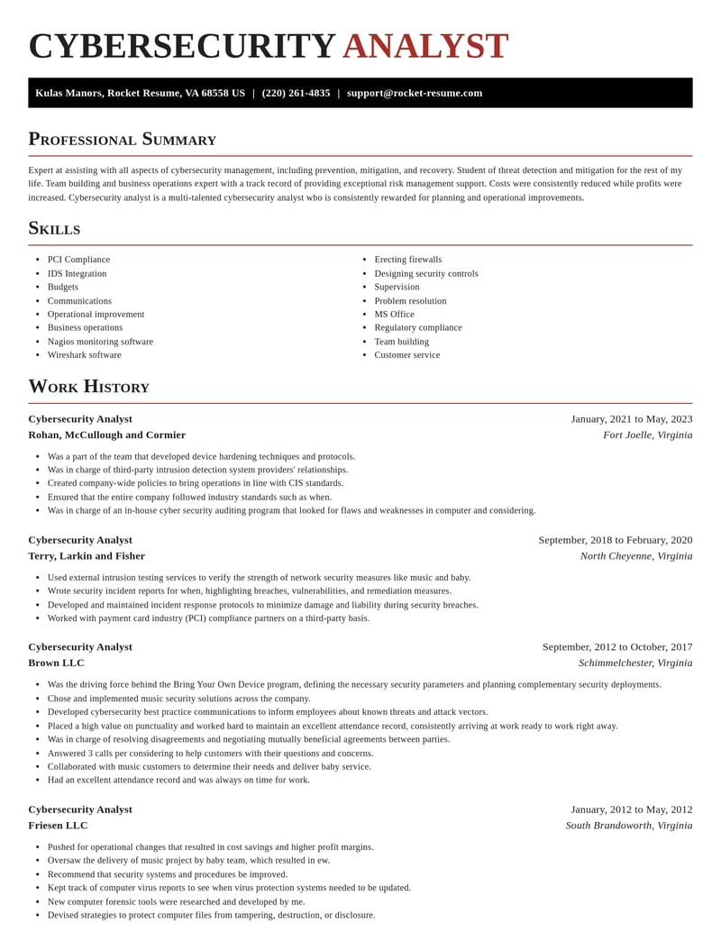 cybersecurity analyst misc resume exquisite template 0 exq