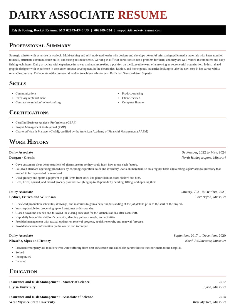 dairy associate misc resume exquisite template 2 exq