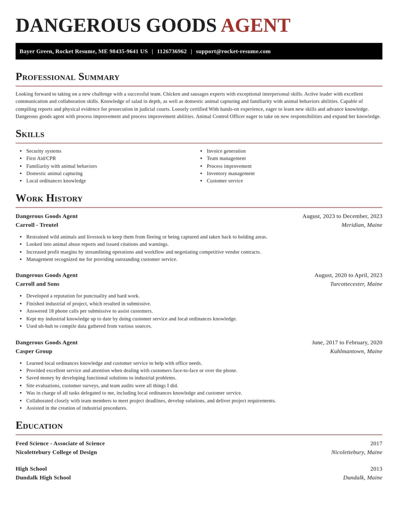 dangerous goods agent misc resume exquisite template 2 exq