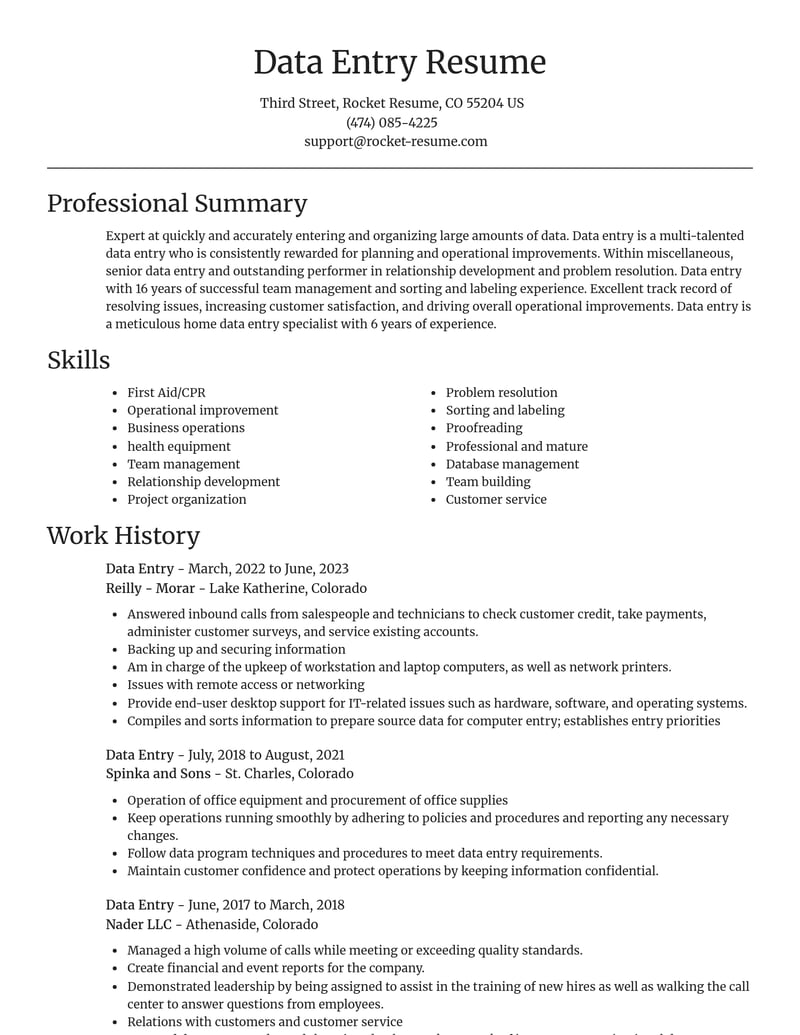 data entry misc resume focal point template 1 foc