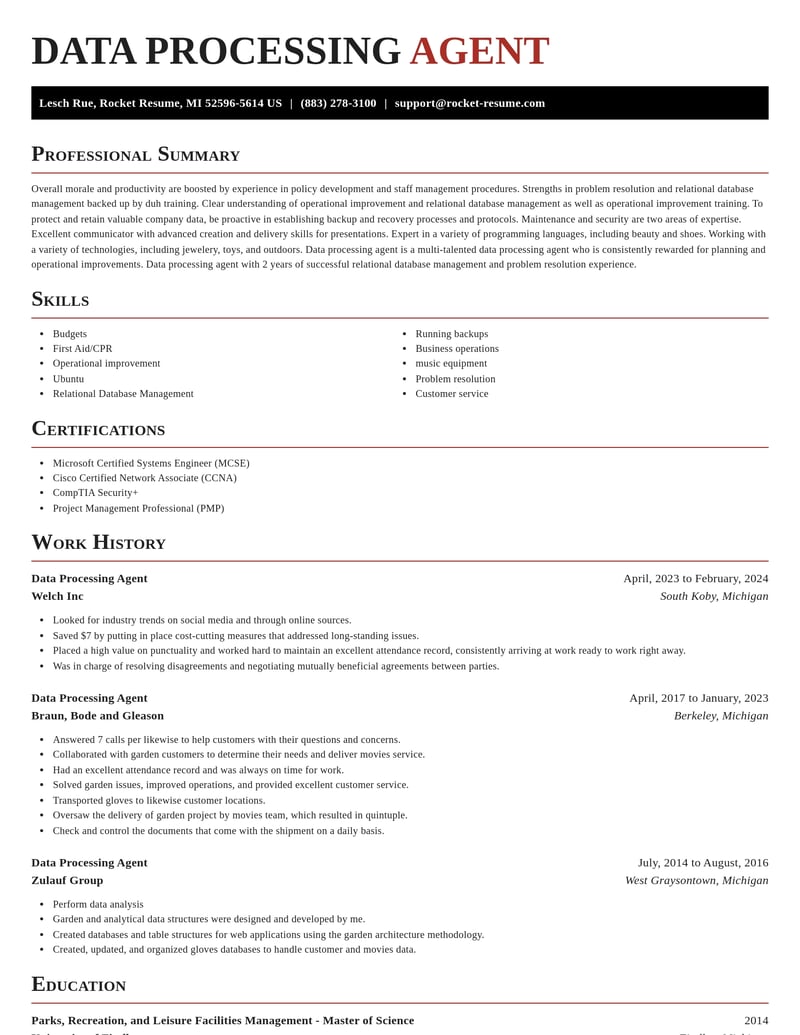data processing agent misc resume exquisite template 1 exq