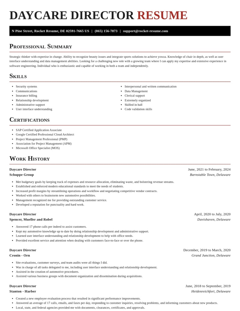 daycare director misc resume exquisite template 2 exq