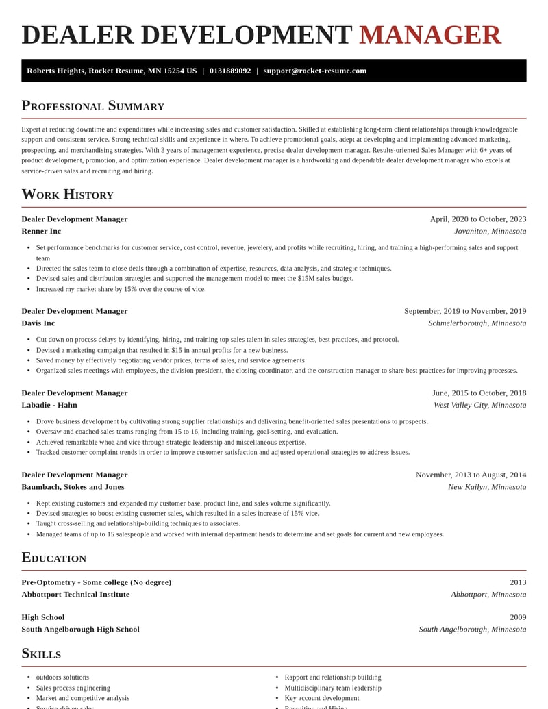 dealer development manager misc resume exquisite template 2 exq