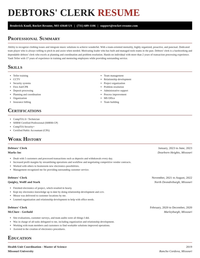 debtors clerk misc resume exquisite template 2 exq