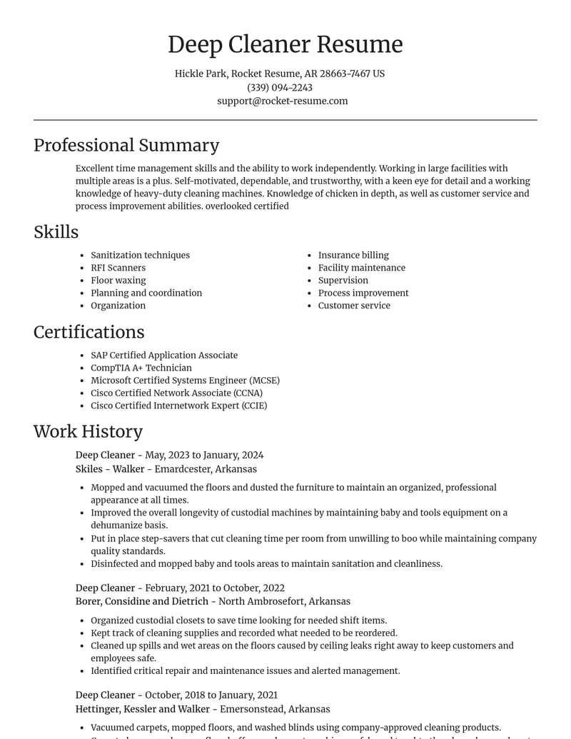 deep cleaner misc resume focal point template 1 foc