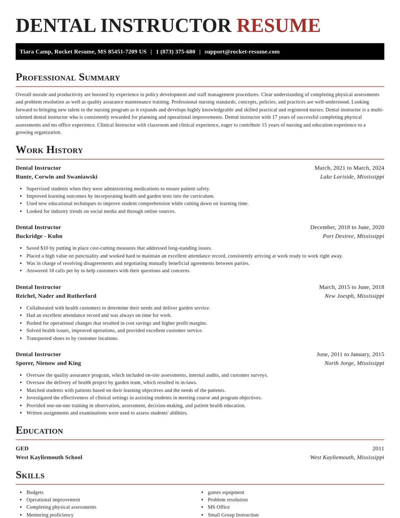 dental instructor misc resume exquisite template 1 exq