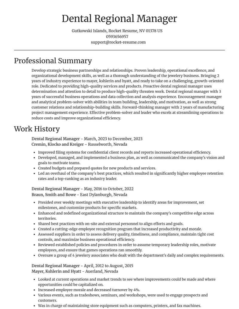 dental regional manager misc resume focal point template 0 foc