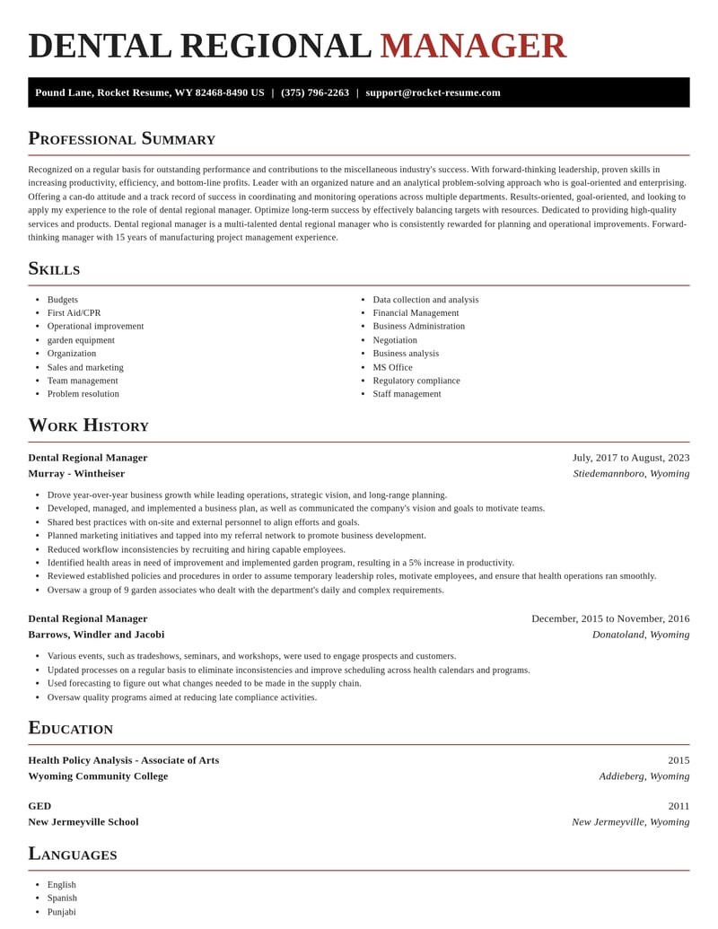 dental regional manager misc resume exquisite template 2 exq