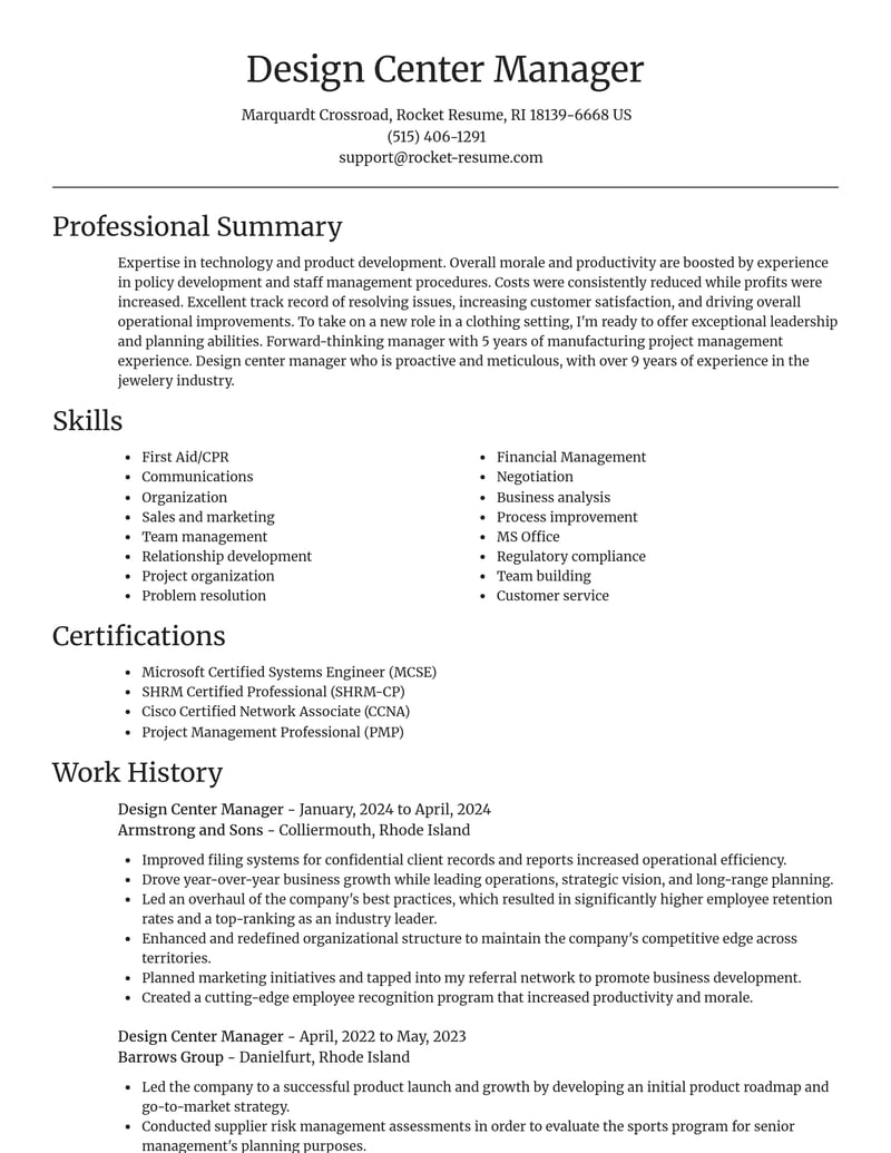 design center manager misc resume focal point template 2 foc