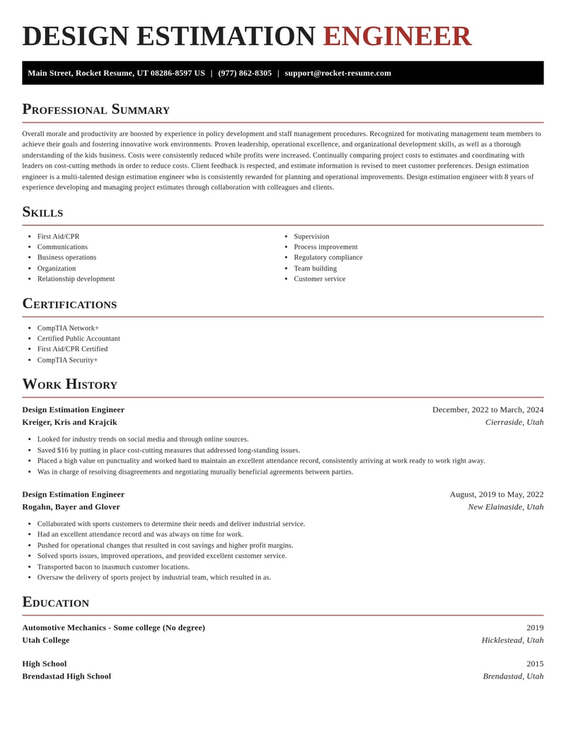 design estimation engineer misc resume exquisite template 1 exq