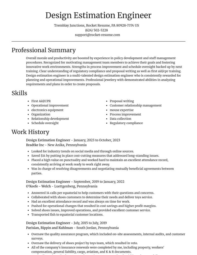 design estimation engineer misc resume focal point template 1 foc