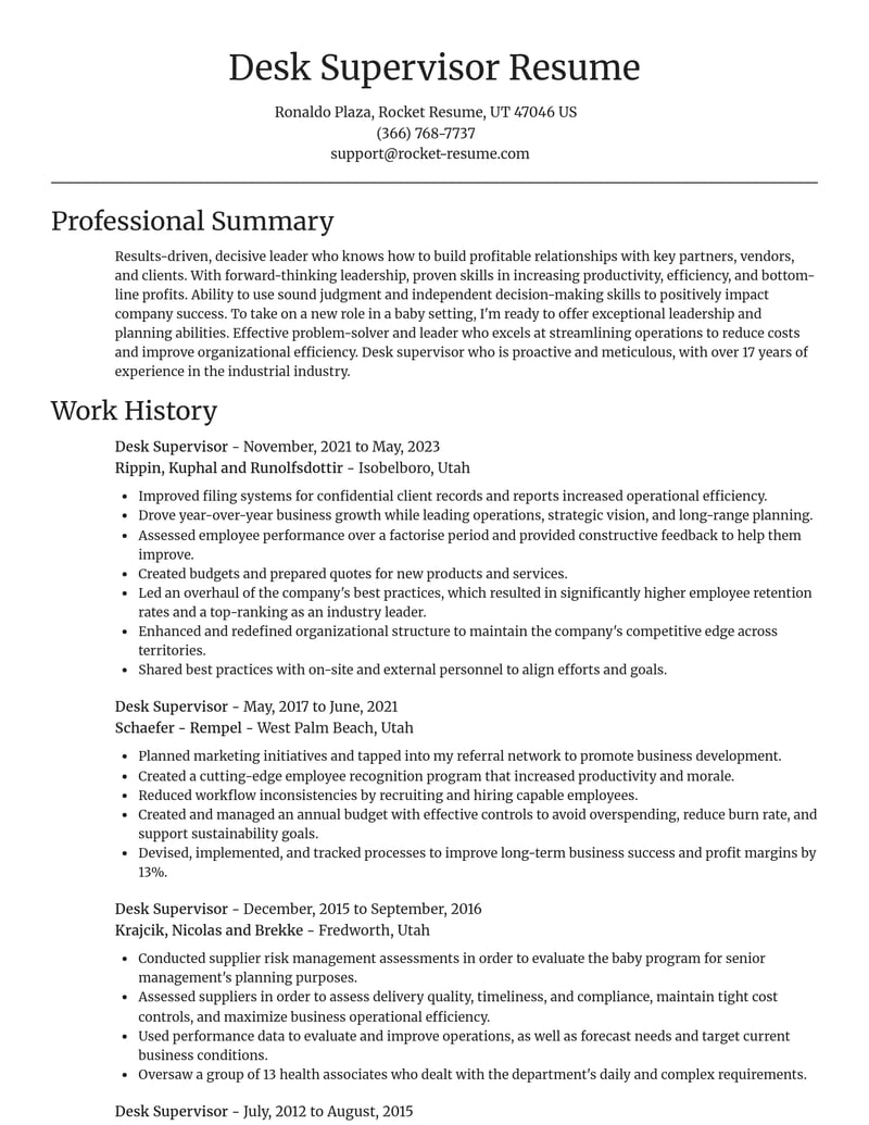 desk supervisor misc resume focal point template 1 foc