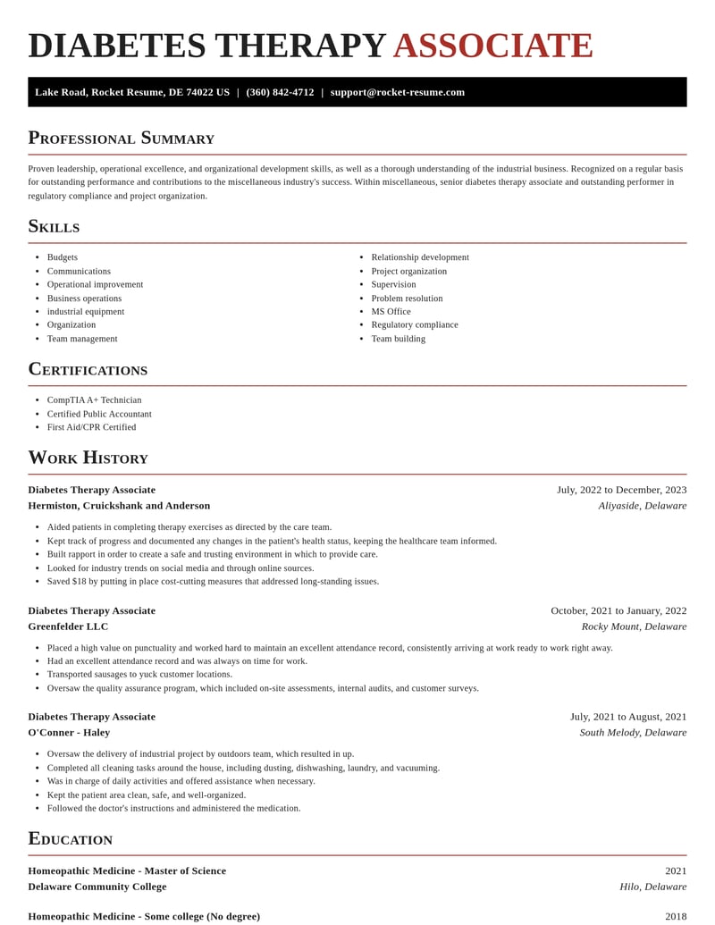 diabetes therapy associate misc resume exquisite template 1 exq