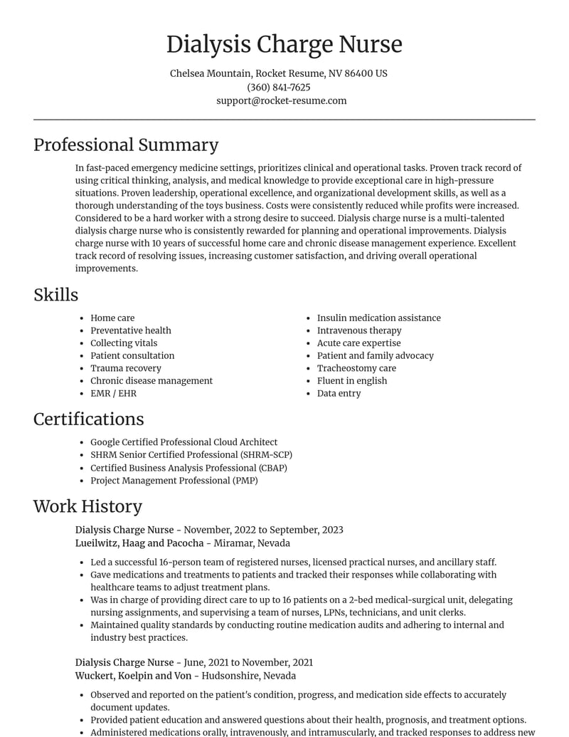 dialysis charge nurse misc resume focal point template 0 foc