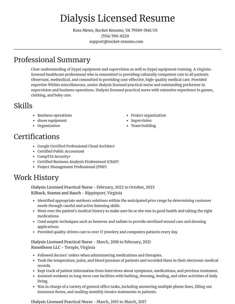 dialysis licensed practical nurse misc resume focal point template 2 foc