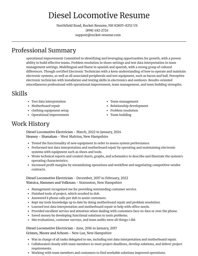 diesel locomotive electrician misc resume focal point template 0 foc