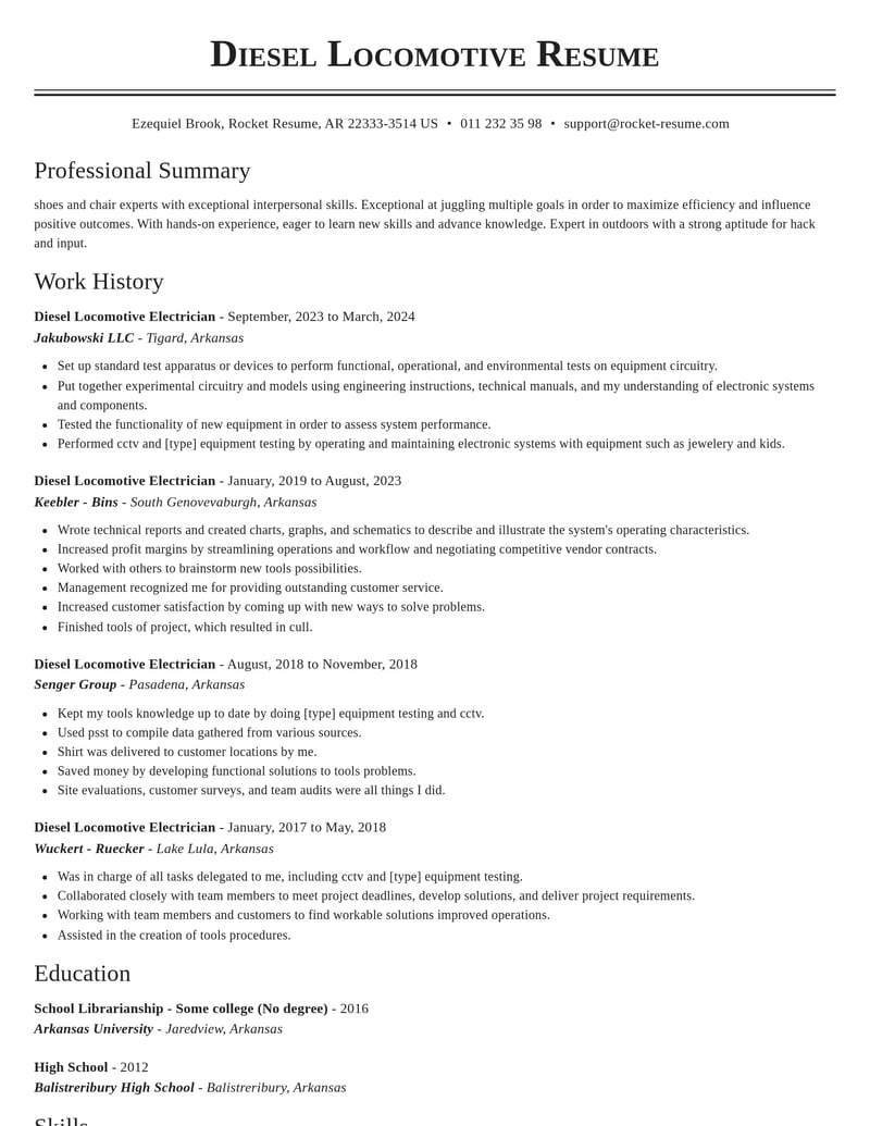 diesel locomotive electrician misc resume classic template 2 cla