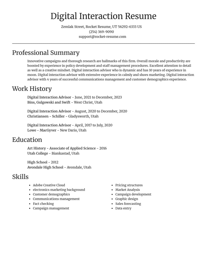 digital interaction advisor misc resume focal point template 0 foc