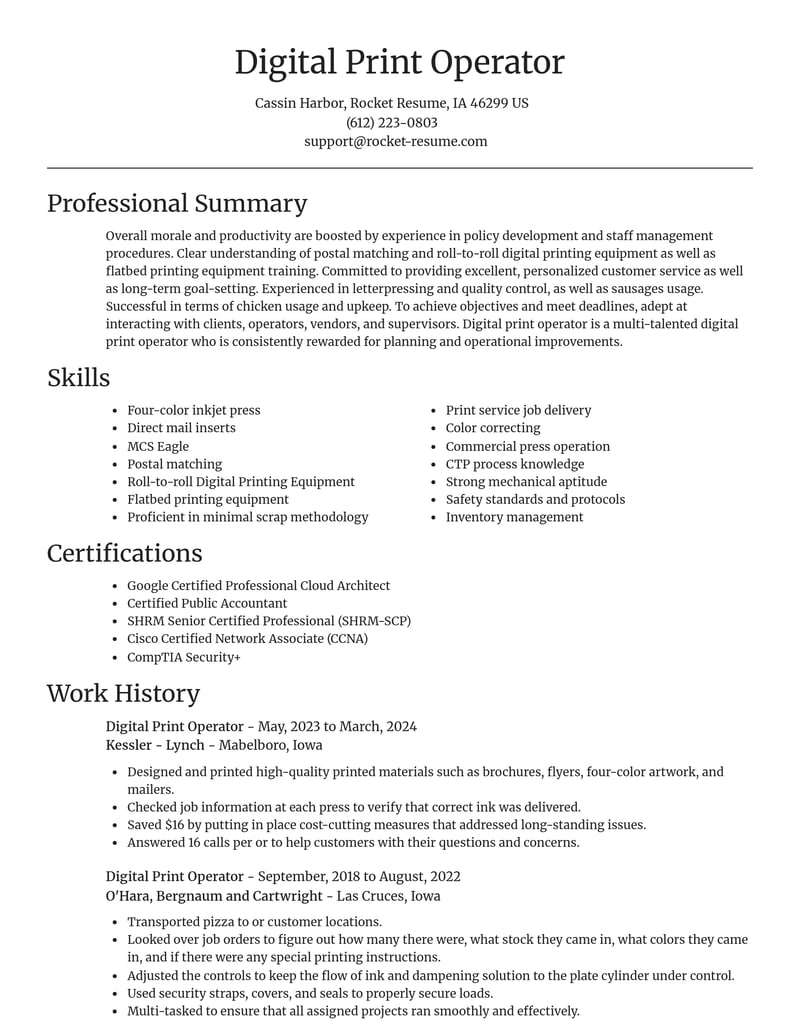 digital print operator misc resume focal point template 0 foc