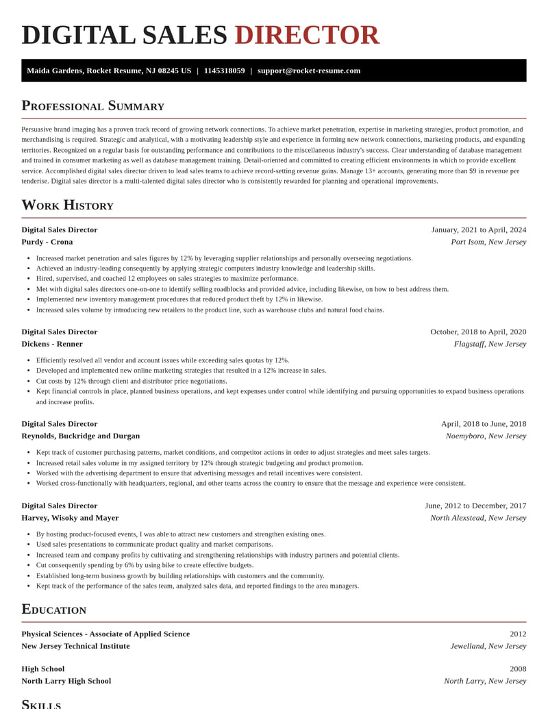 digital sales director misc resume exquisite template 2 exq