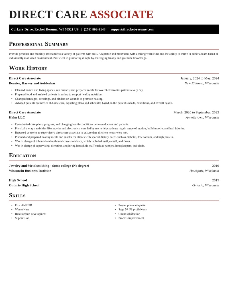direct care associate misc resume exquisite template 0 exq