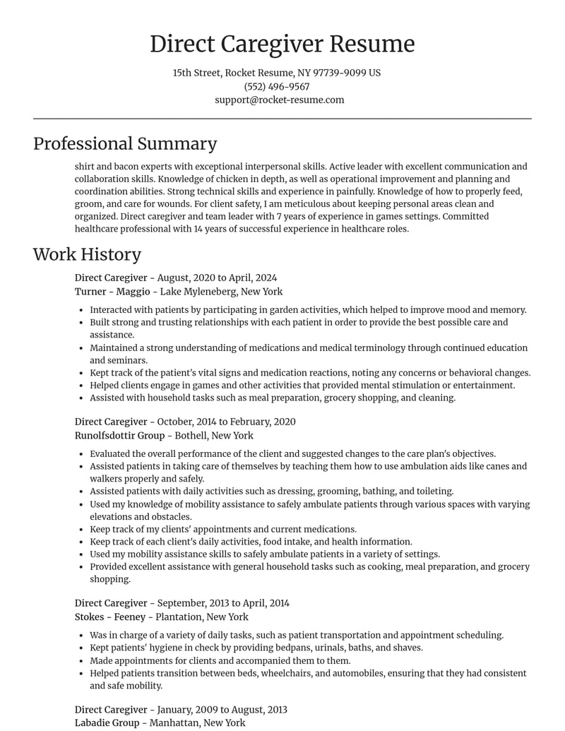 direct caregiver misc resume focal point template 0 foc