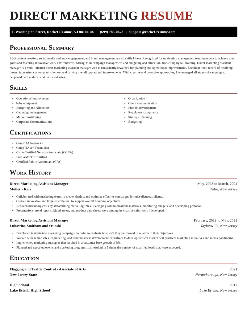 direct marketing assistant manager misc resume exquisite template 2 exq