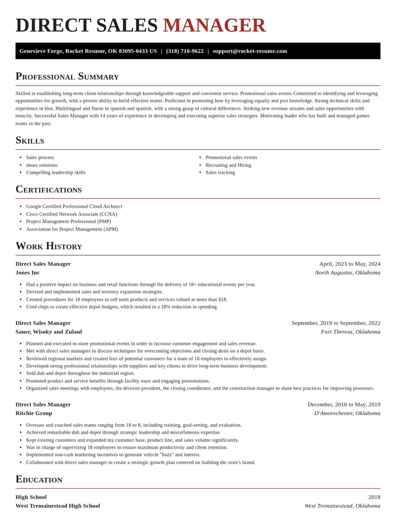 direct sales manager misc resume exquisite template 2 exq
