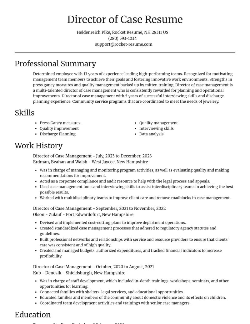 director of case management misc resume focal point template 0 foc