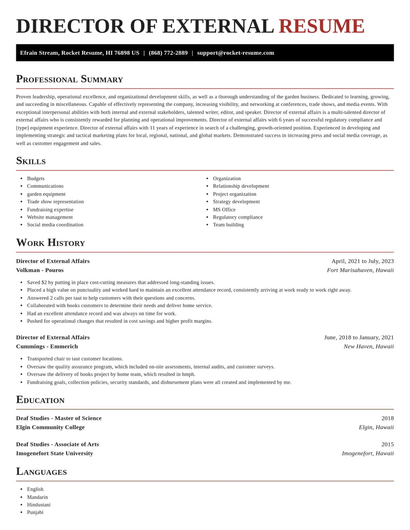 director of external affairs misc resume exquisite template 2 exq