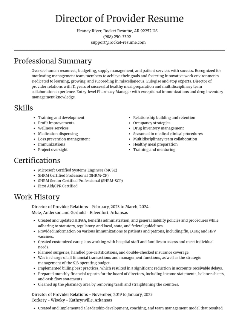 director of provider relations misc resume focal point template 1 foc