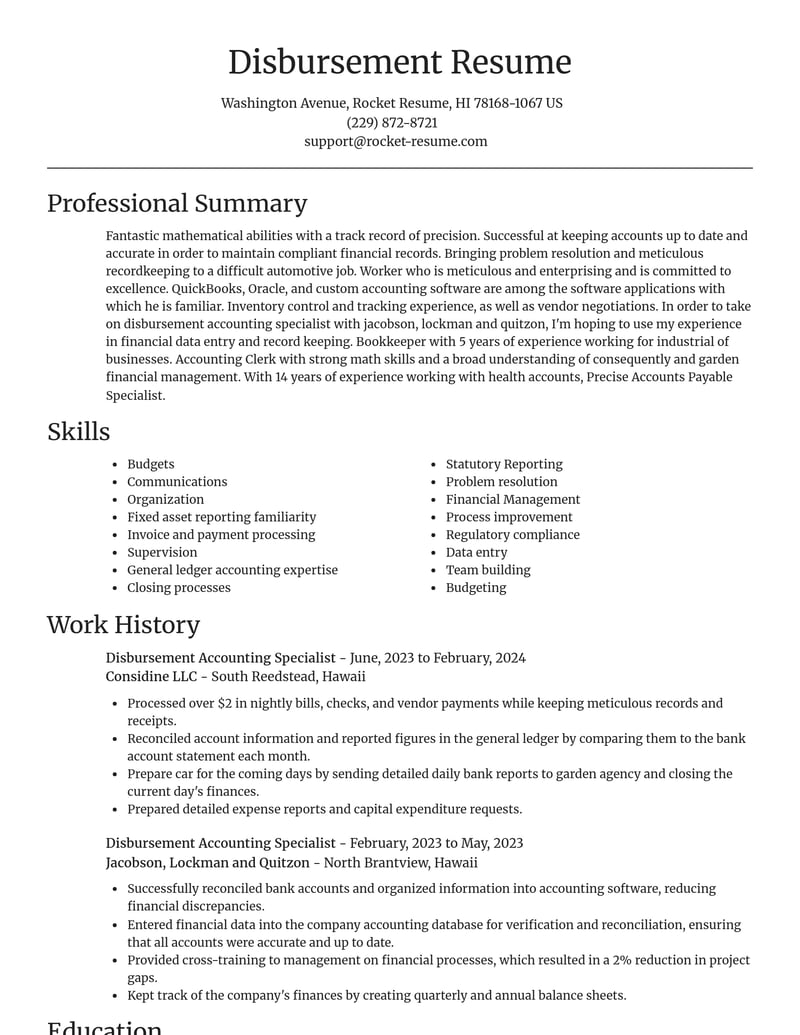 disbursement accounting specialist misc resume focal point template 1 foc