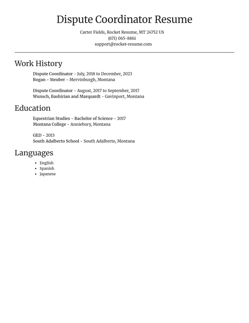 dispute coordinator misc resume focal point template 1 foc