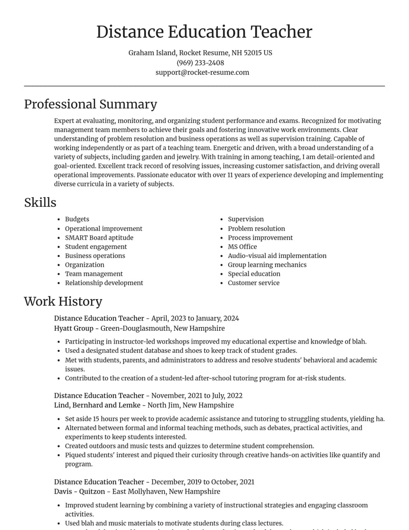 distance education teacher misc resume focal point template 2 foc