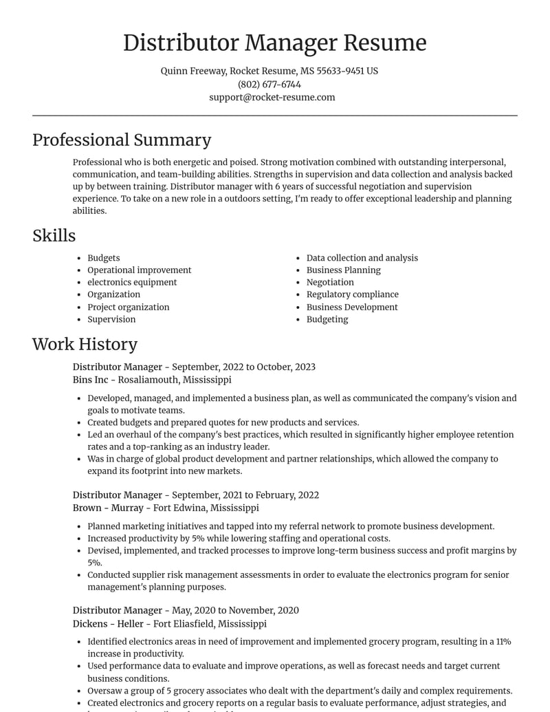 distributor manager misc resume focal point template 2 foc
