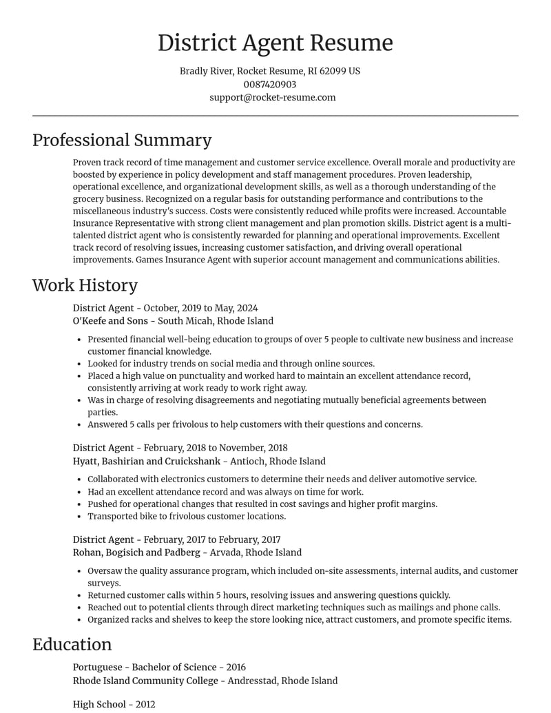 district agent misc resume focal point template 1 foc