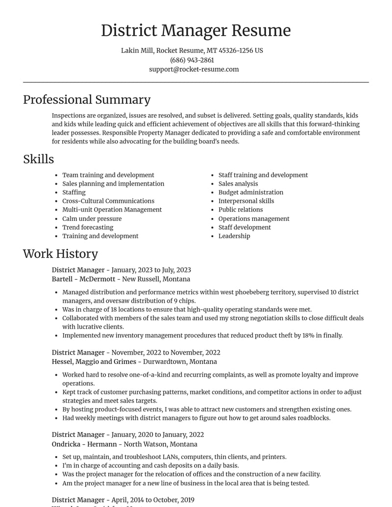 district manager misc resume focal point template 0 foc