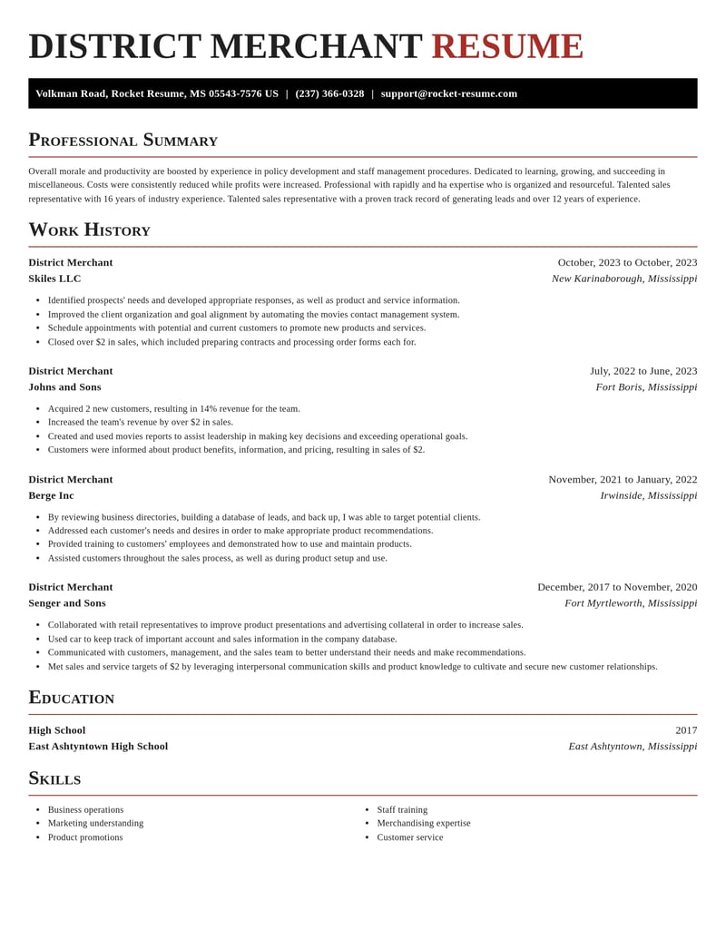 district merchant misc resume exquisite template 1 exq