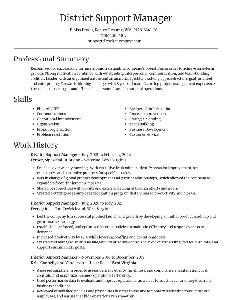 district support manager misc resume focal point template 2 foc