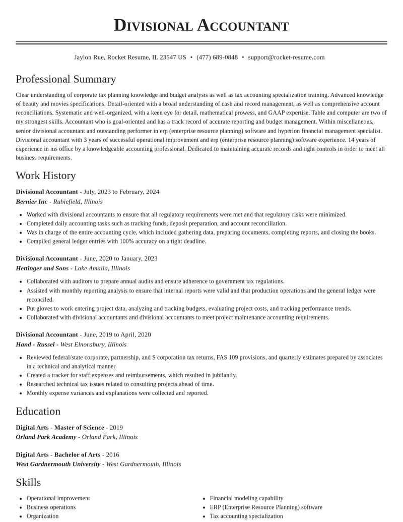 divisional accountant misc resume classic template 1 cla