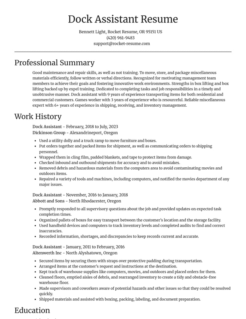 dock assistant misc resume focal point template 0 foc