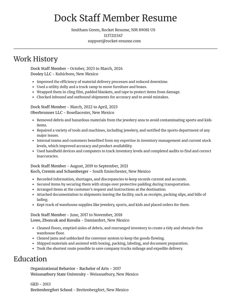 dock staff member misc resume focal point template 0 foc