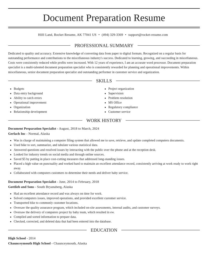 document preparation specialist misc resume elegant template 0 ele