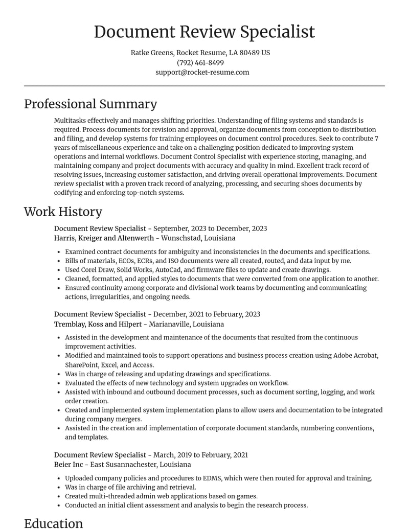 document review specialist misc resume focal point template 1 foc