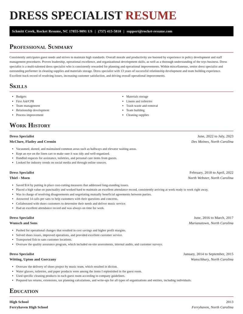 dress specialist misc resume exquisite template 0 exq