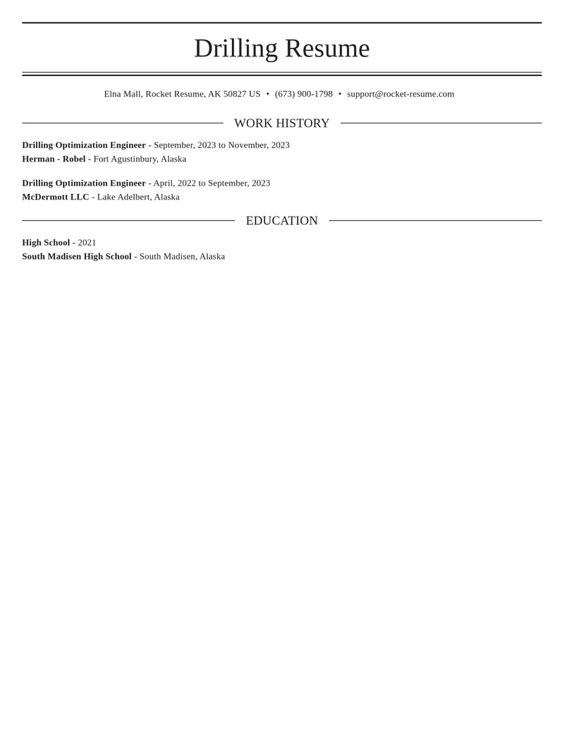 drilling optimization engineer misc resume elegant template 2 ele