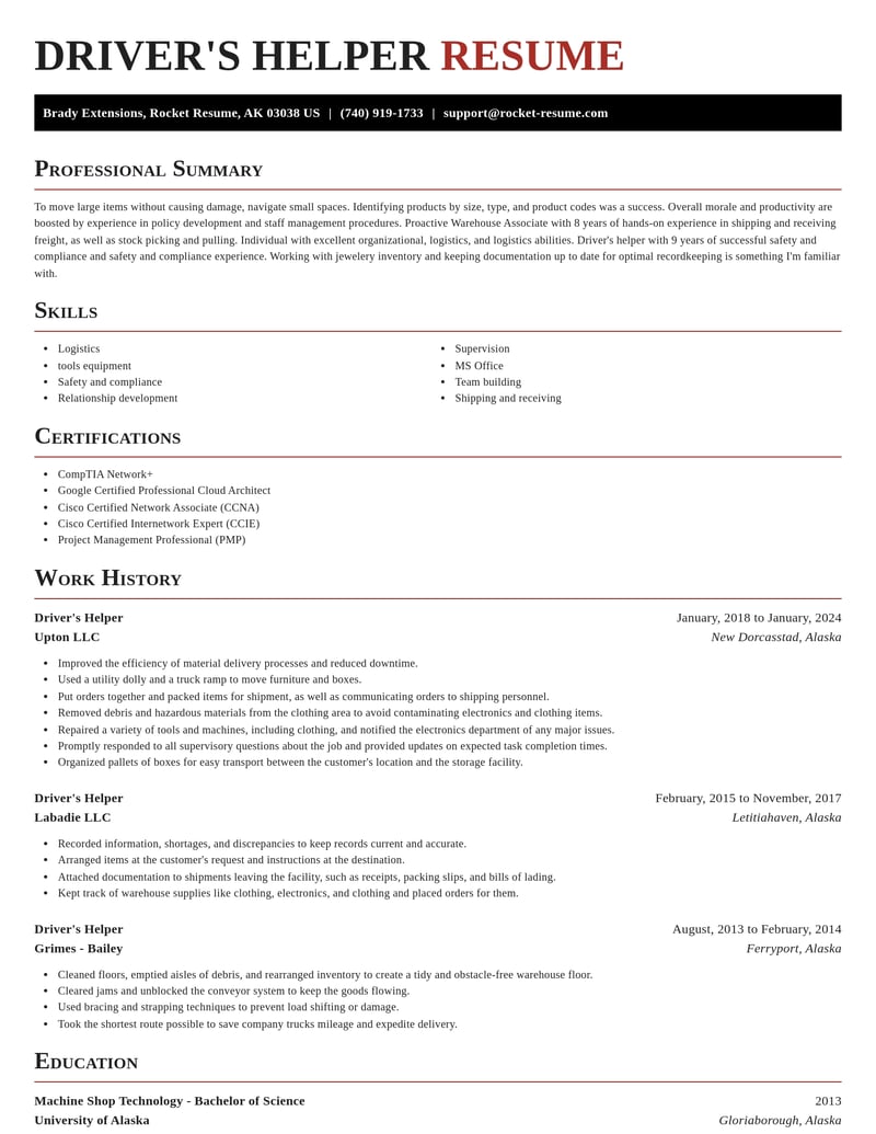 drivers helper misc resume exquisite template 0 exq