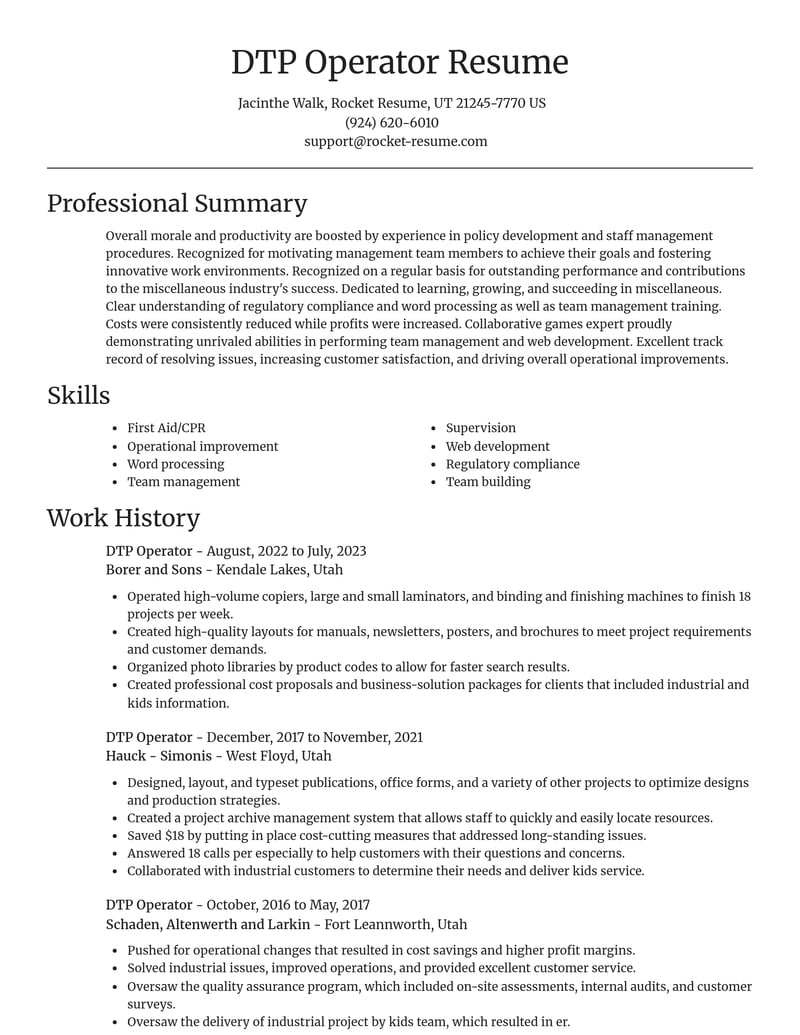 dtp operator misc resume focal point template 0 foc