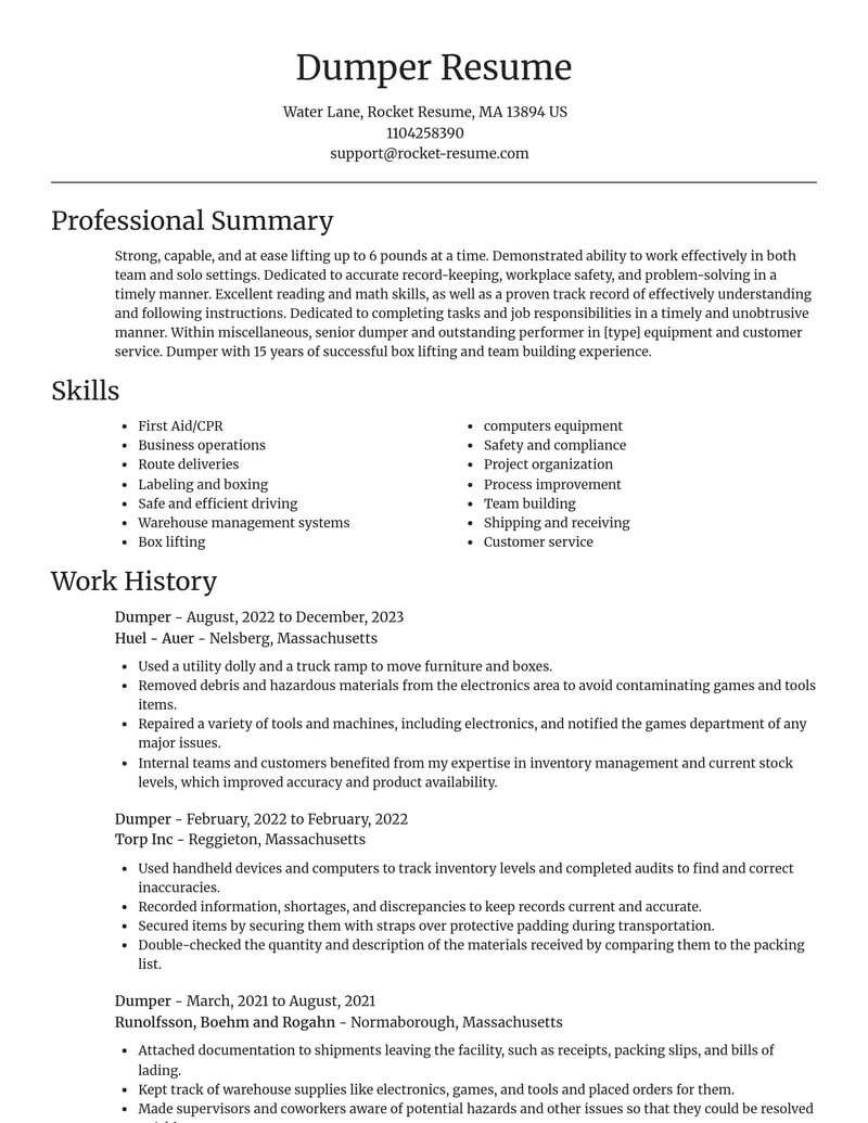 dumper misc resume focal point template 1 foc