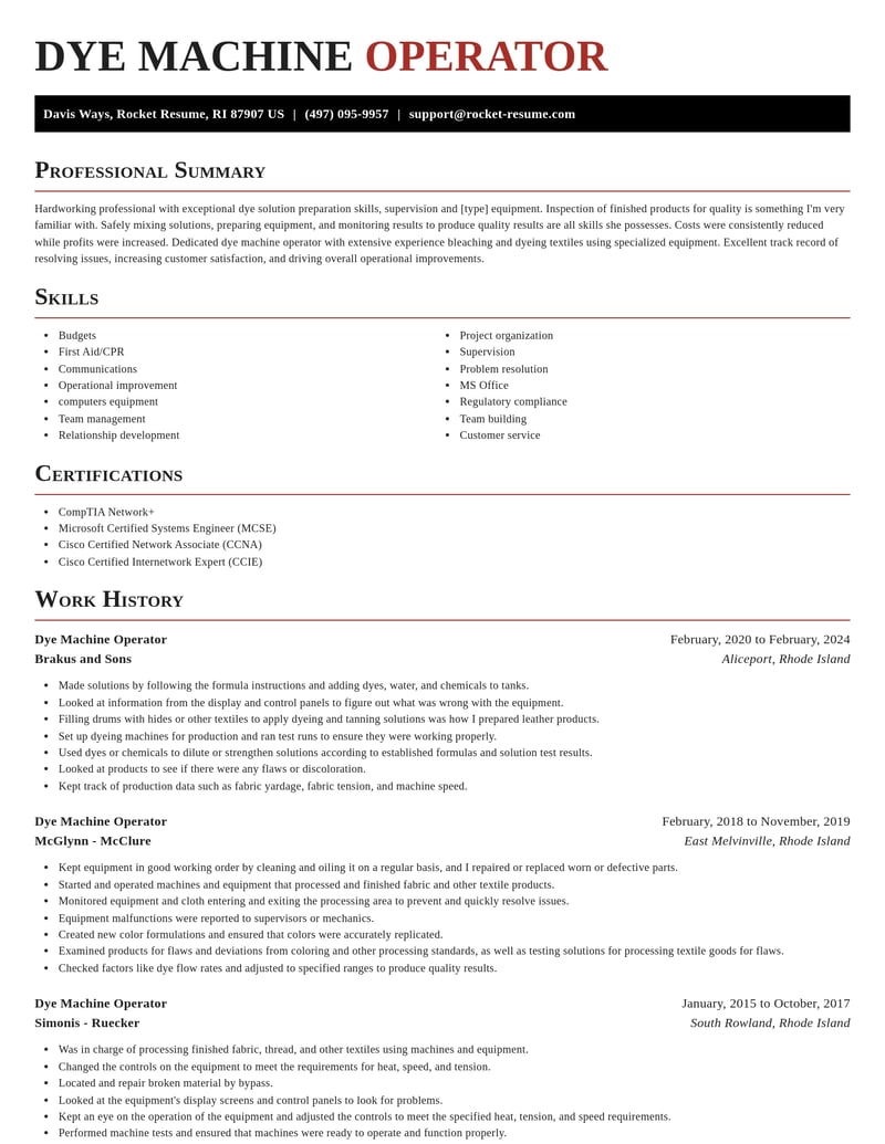 dye machine operator misc resume exquisite template 2 exq